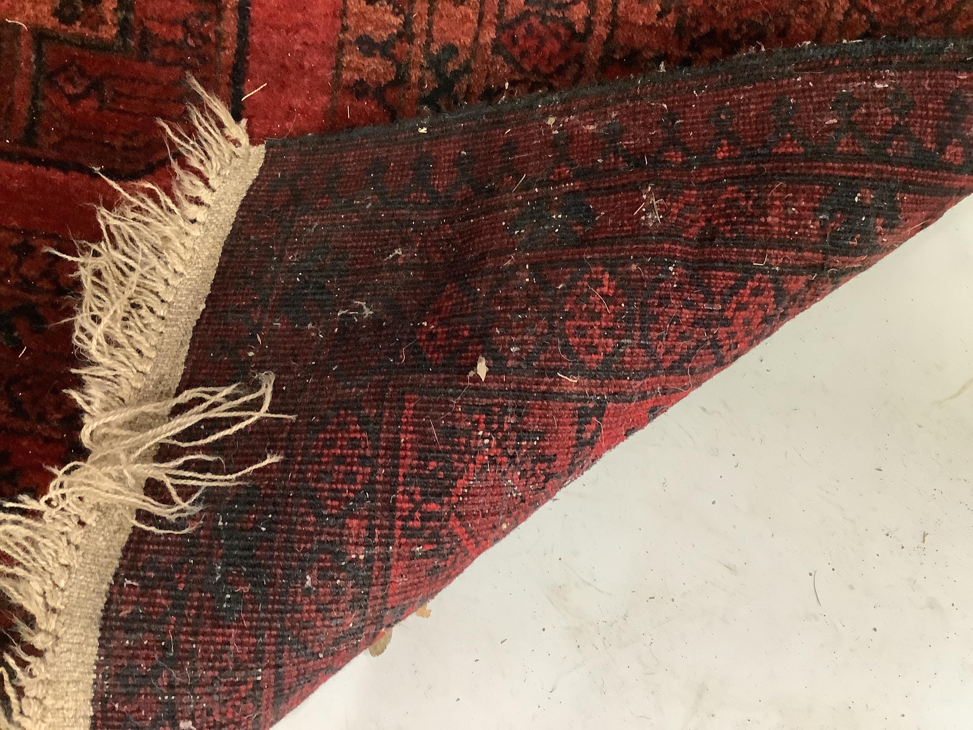 An Afghan red ground carpet, 280 x 206cm
